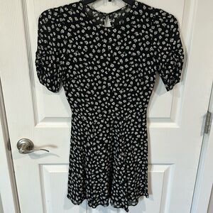 Reformation floral black and white mini dress size 2